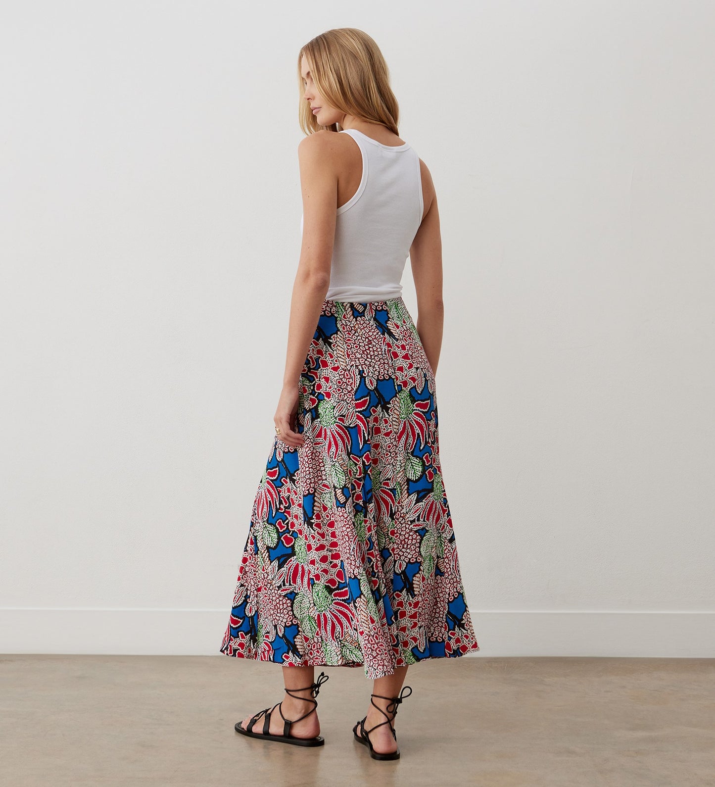 Jessie Red Bloom Midi Skirt