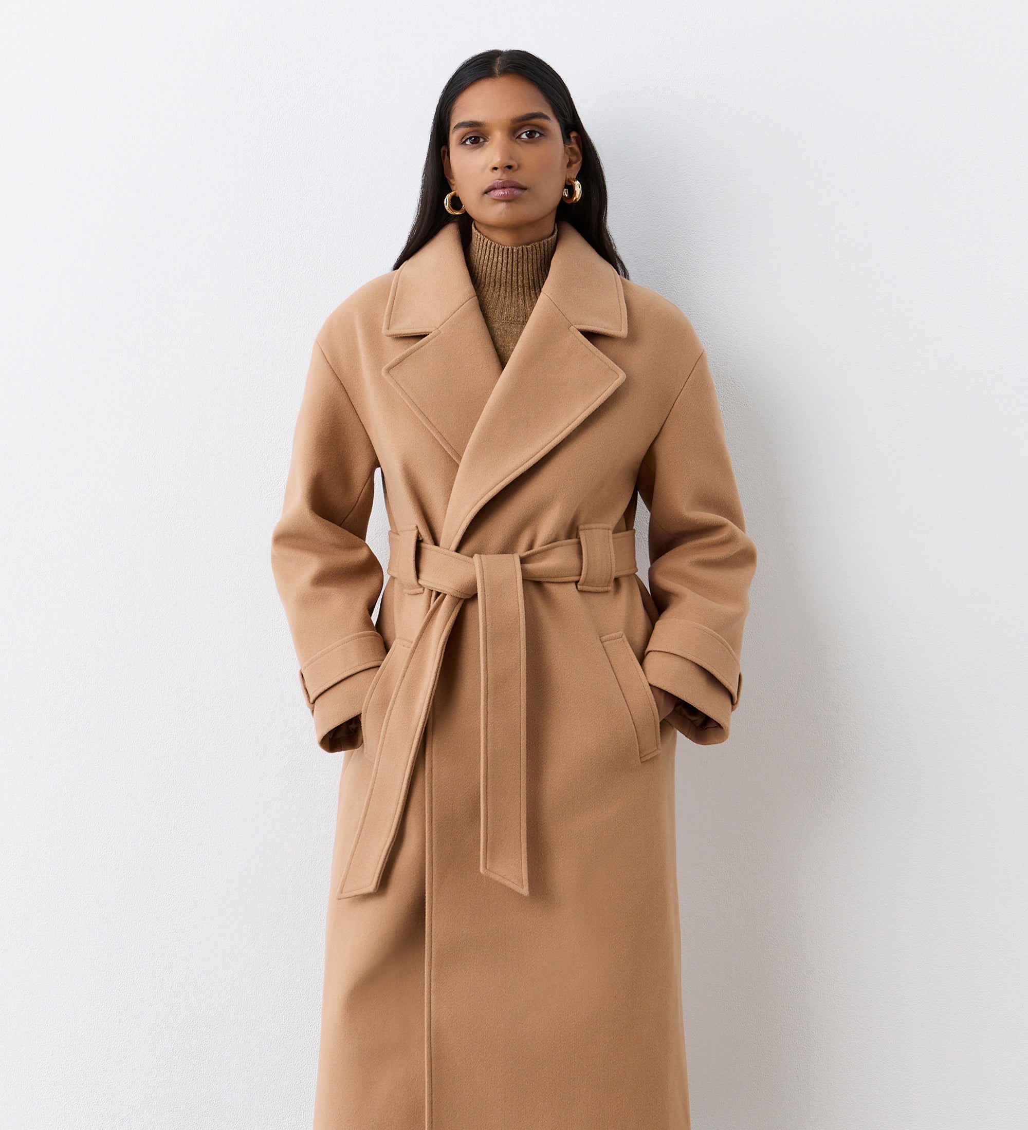 Camel longline coat hotsell