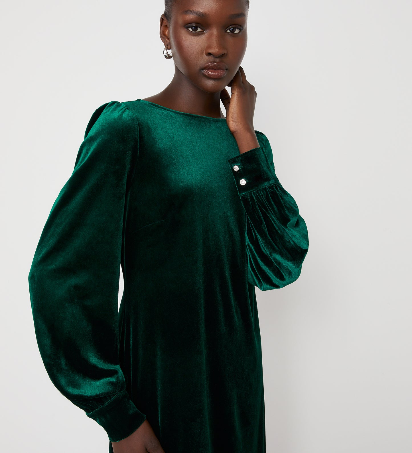 Sandrine Bottle Green Velvet Knee Length Dress