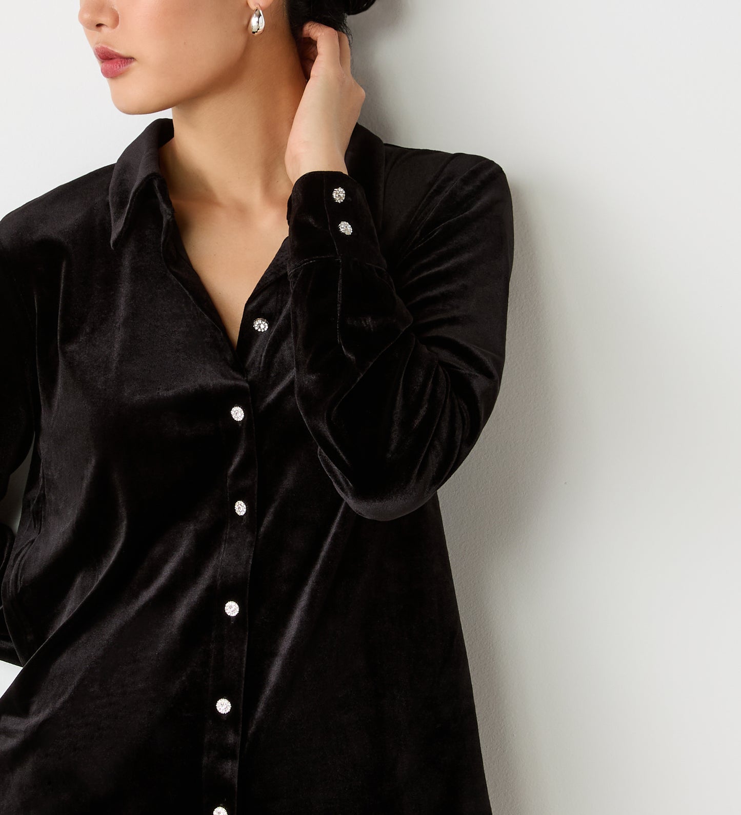 Sayge Black Velvet Shirt