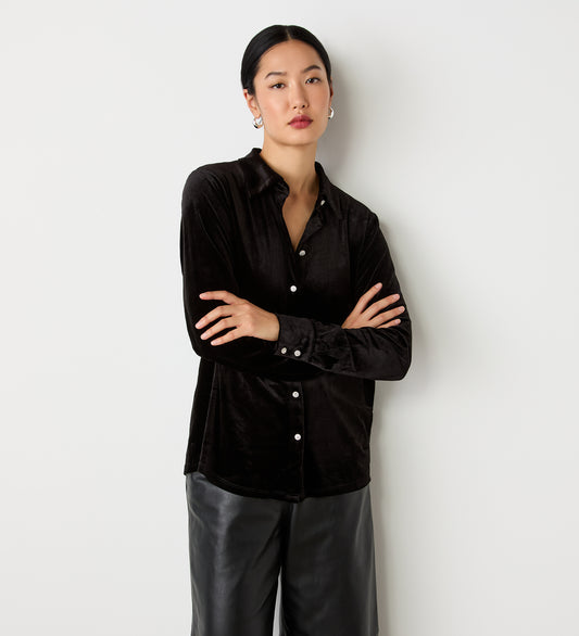 Sayge Black Velvet Shirt