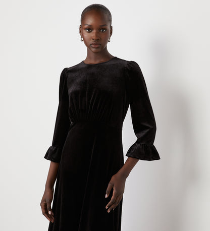 Scarlett Black Velvet Midi Dress