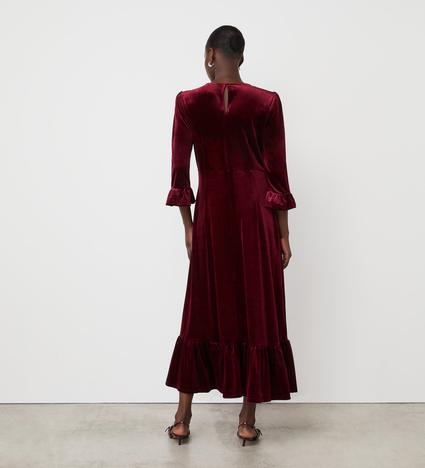 Scarlett Burgundy Velvet Midi Dress