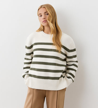 Serena Khaki Stripe Knitted Sweater