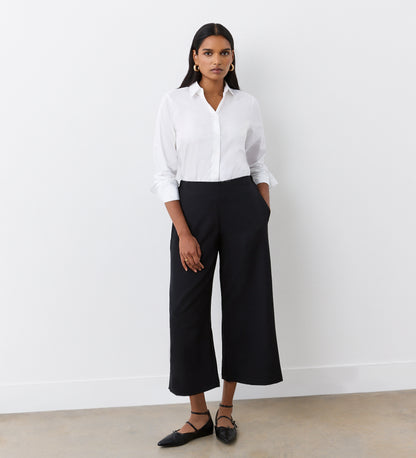 Simone Black Cropped Wide Leg Trouser