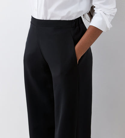 Simone Black Cropped Wide Leg Trouser