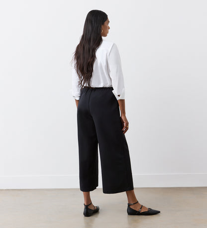 Simone Black Cropped Wide Leg Trouser