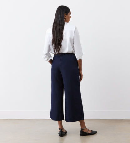 Simone Navy Cropped Wide Leg Trouser