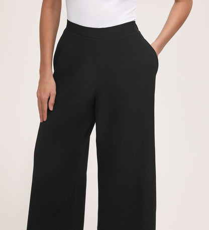 Simone Black Crepe Wide Leg Trousers