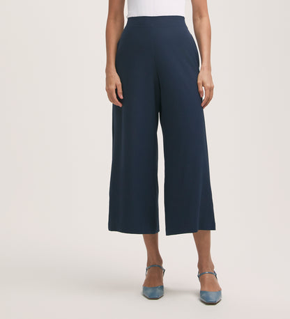 Simone Navy Crepe Wide Leg Trouser