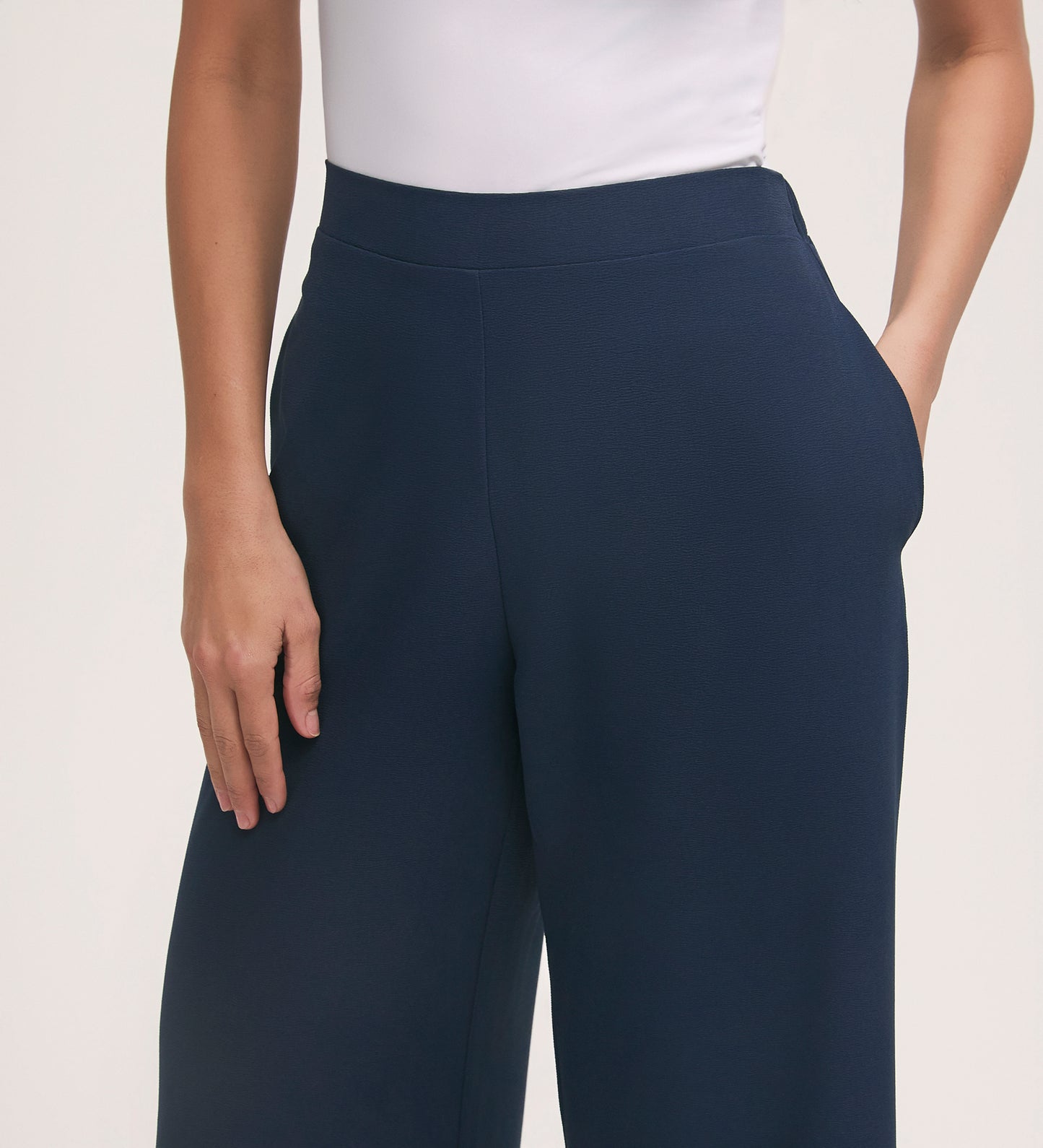 Simone Navy Crepe Wide Leg Trouser