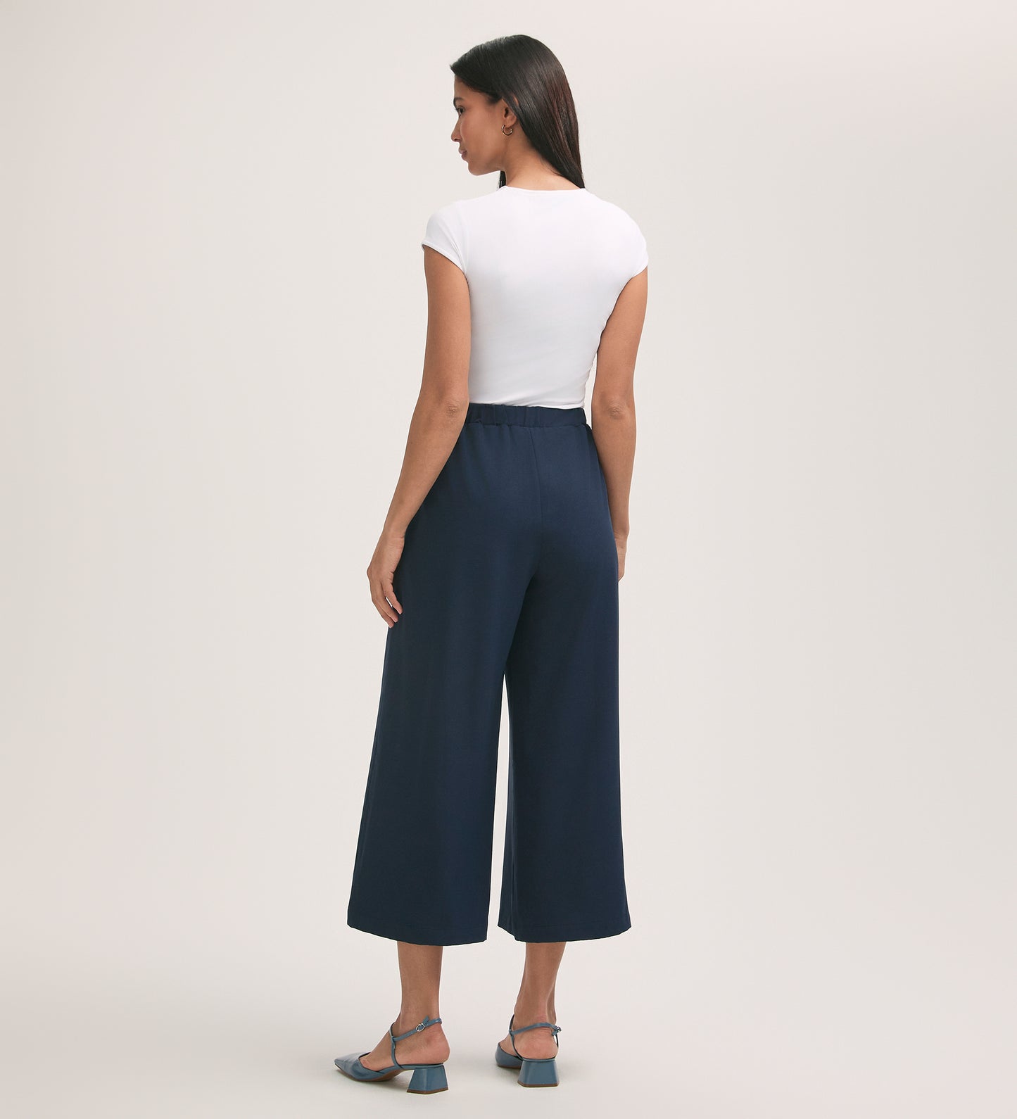 Simone Navy Crepe Wide Leg Trousers