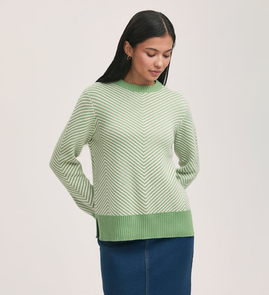 Stella Green Chevron Cotton Crew Neck Jumper