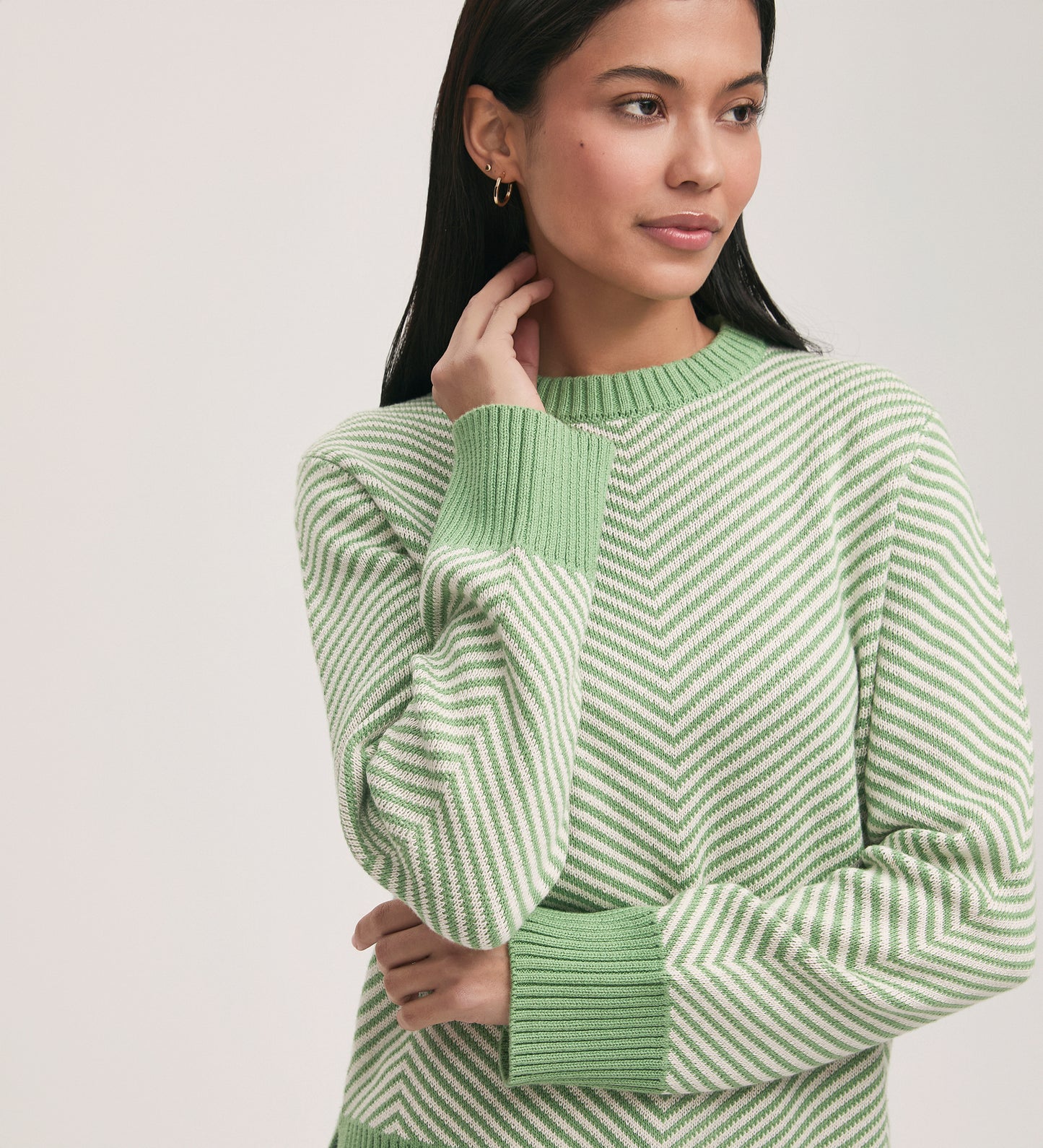 Stella Green Chevron Cotton Crew Neck Jumper