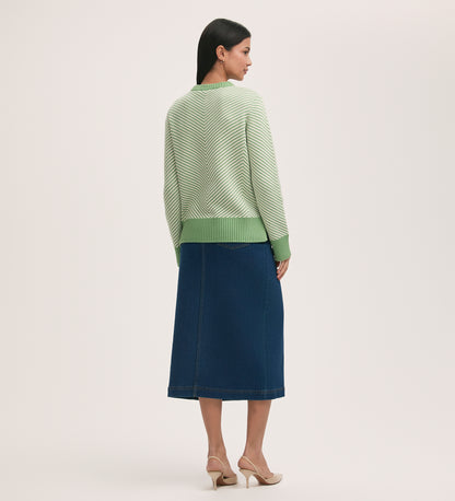 Stella Green Chevron Cotton Crew Neck Jumper