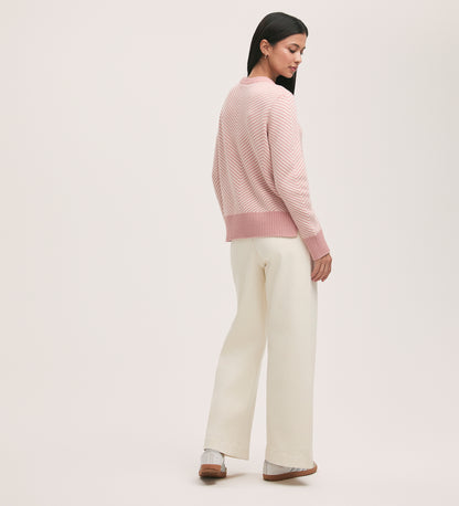 Stella Pink Chevron Cotton Crew Neck Jumper