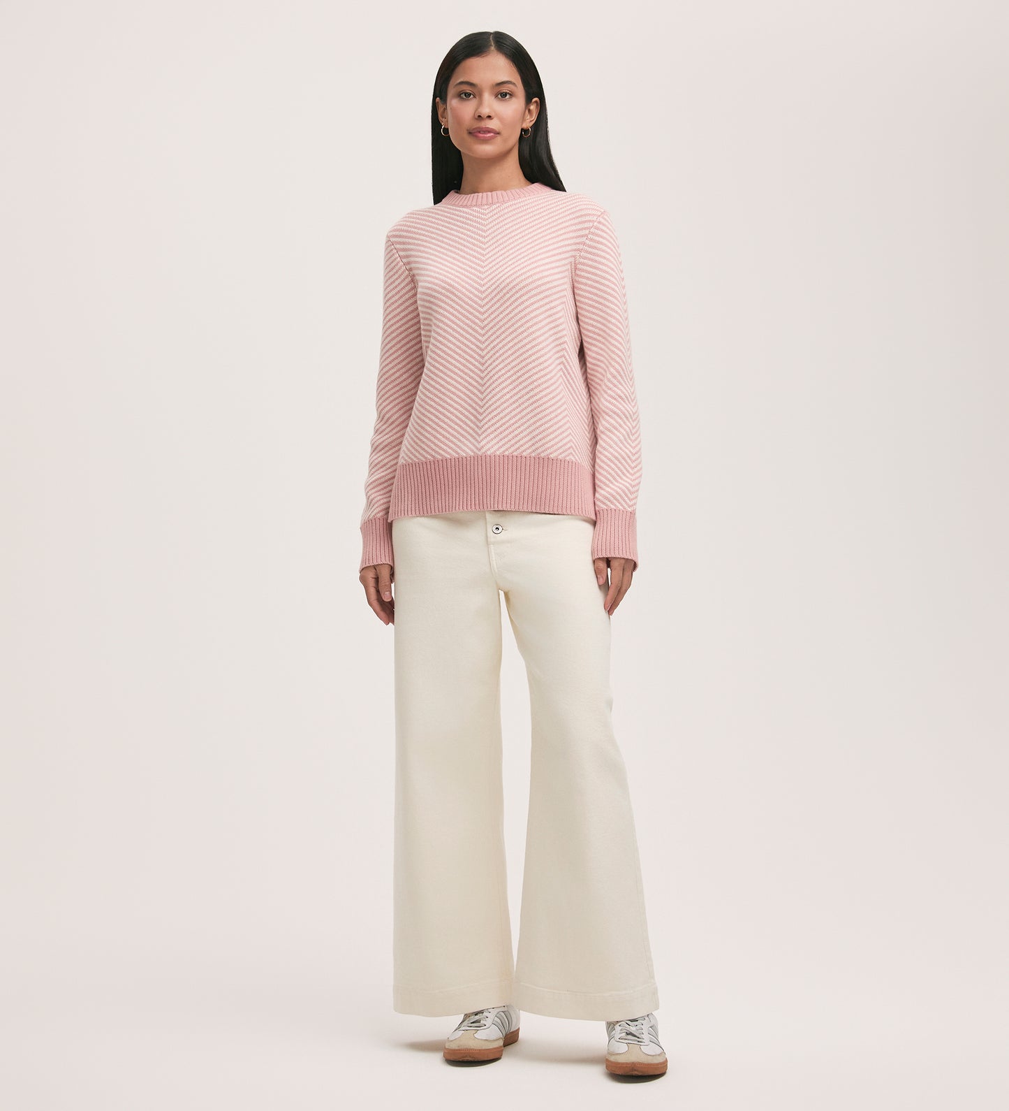 Stella Pink Chevron Cotton Crew Neck Jumper