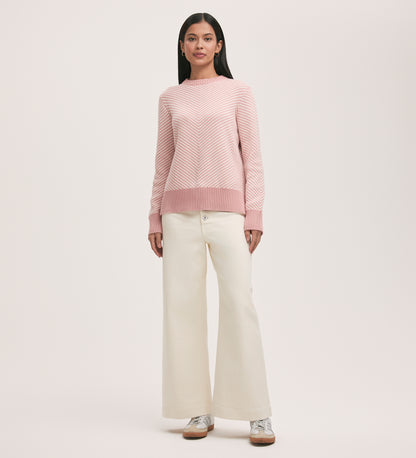 Stella Pink Chevron Cotton Crew Neck Jumper