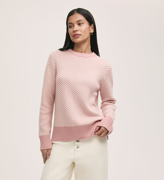 Stella Pink Chevron Cotton Crew Neck Jumper