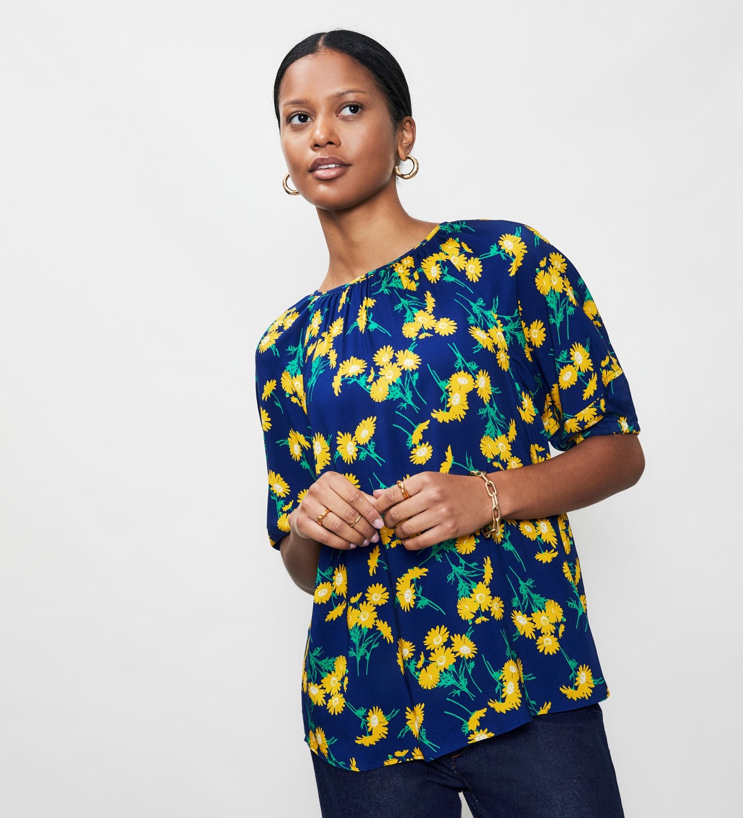 Grace Navy Daisy Top