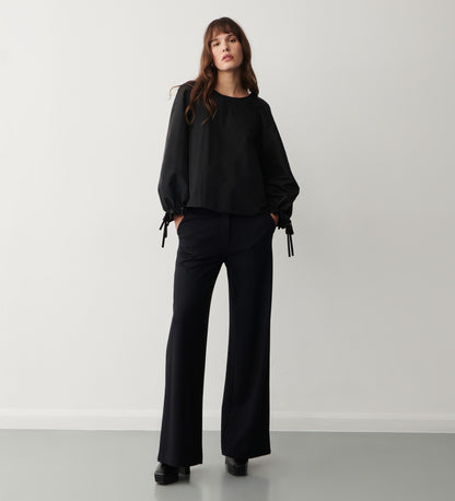 Ffion Black Taffeta Oversized Top