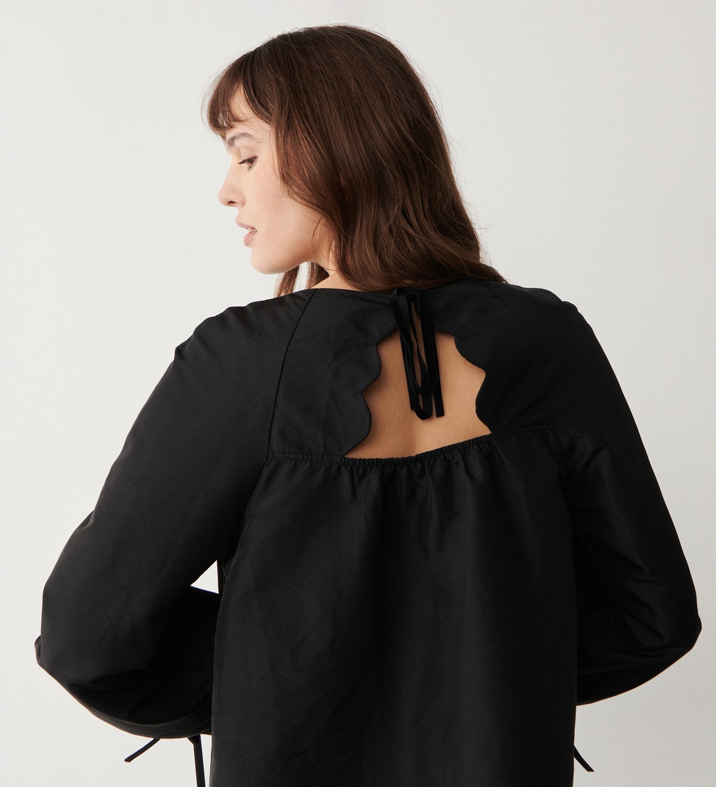 Ffion Black Taffeta Oversized Top