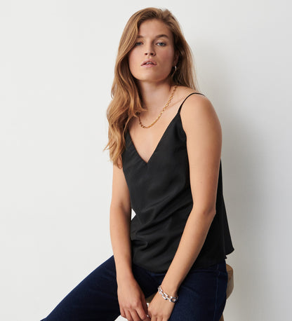 Elise Black Taffeta Cami Top