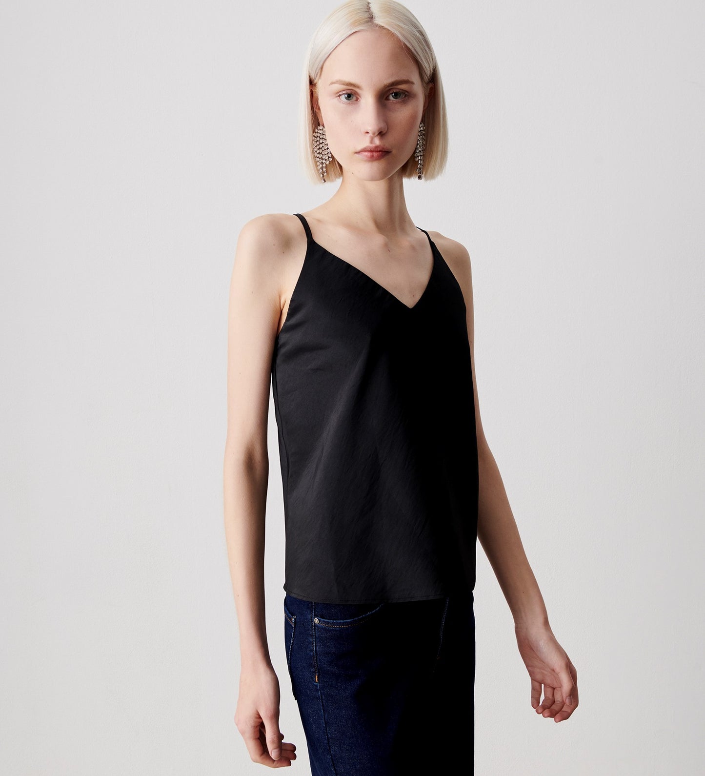 Elise Black Taffeta Cami Top