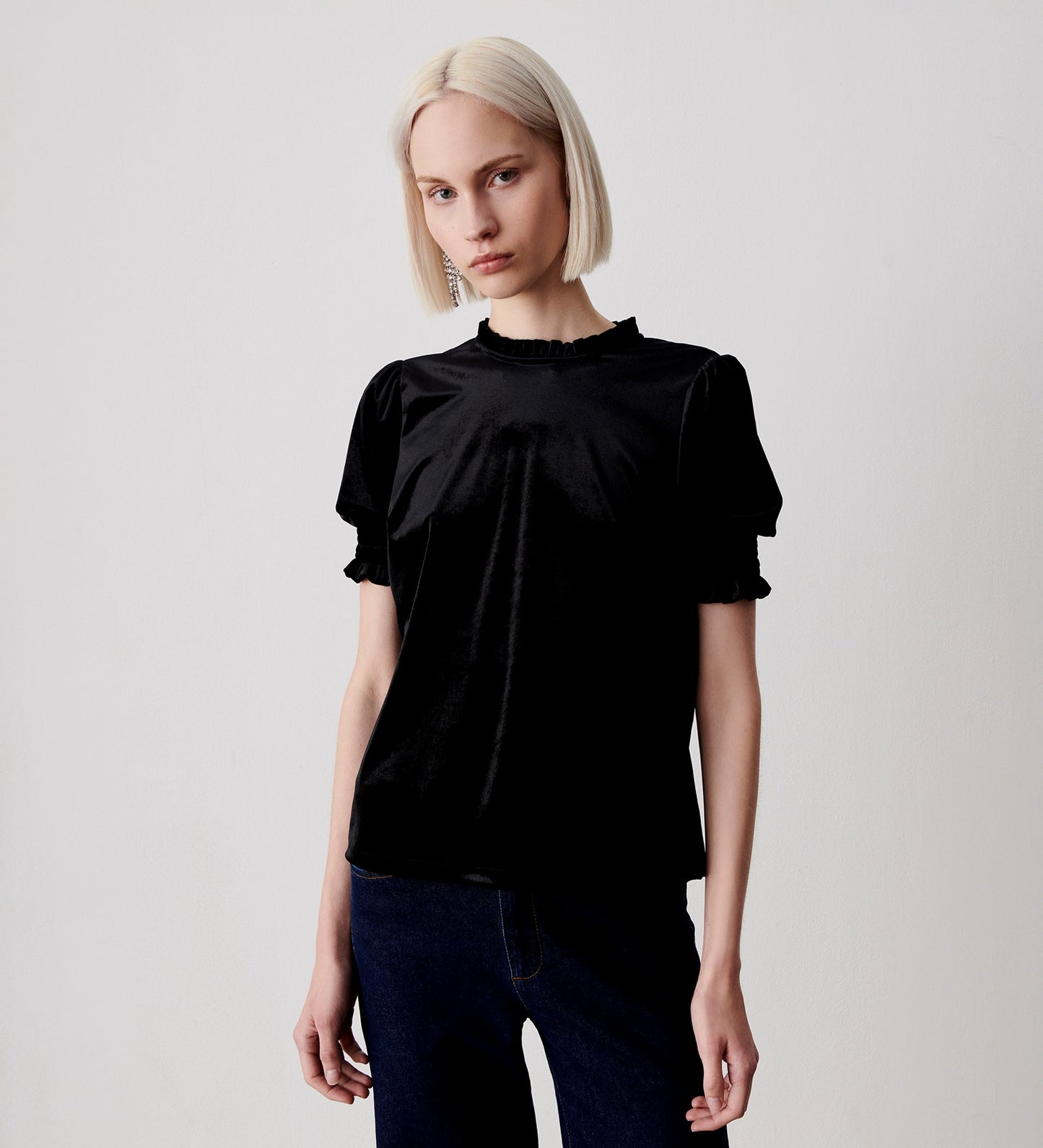 Greta Black Velvet Top