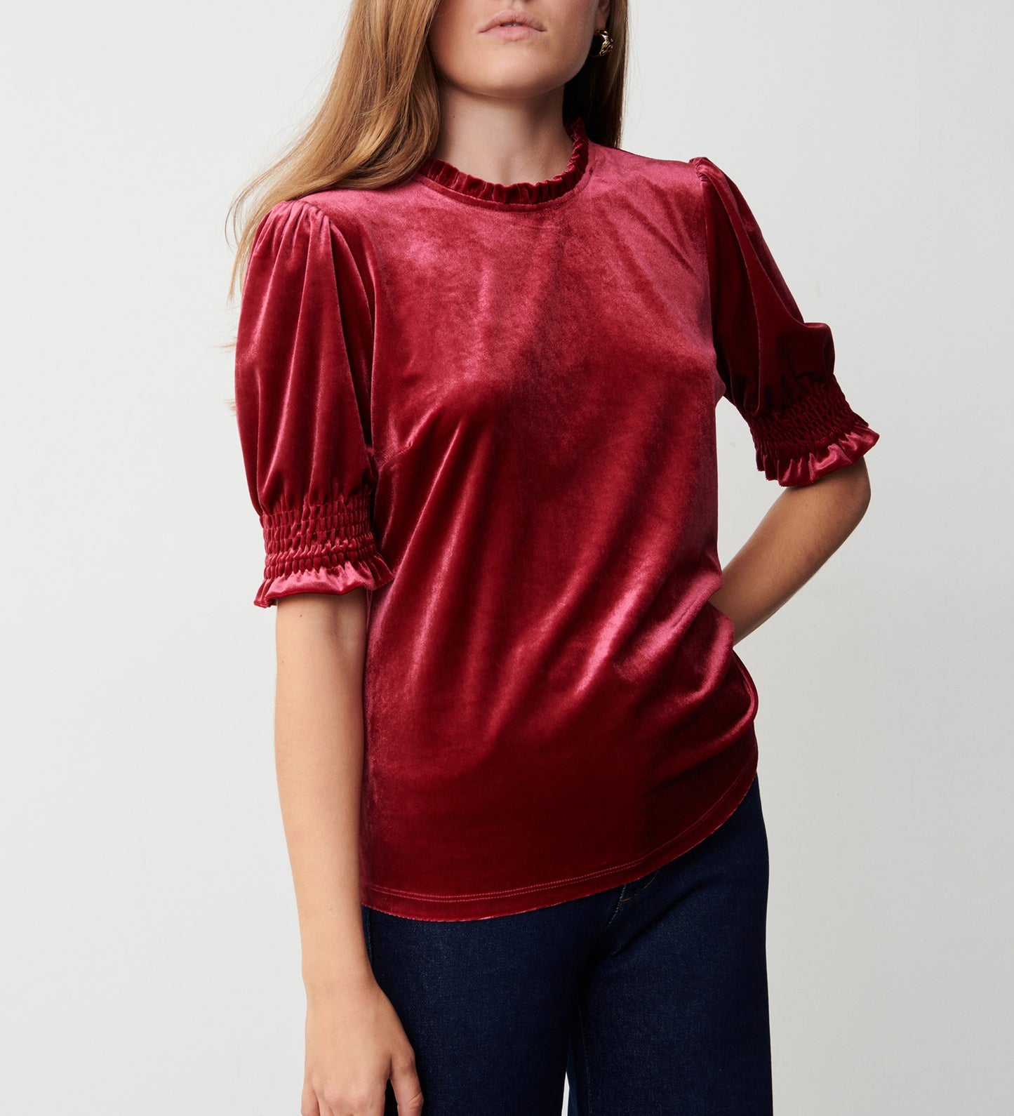 Greta Burgundy Velvet Top