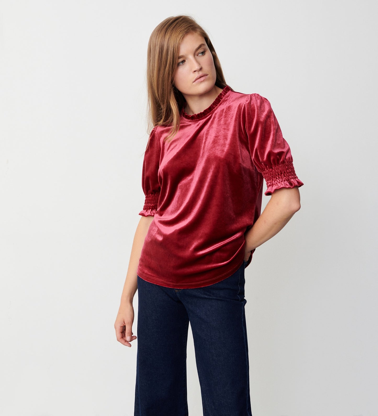 Greta Burgundy Velvet Top