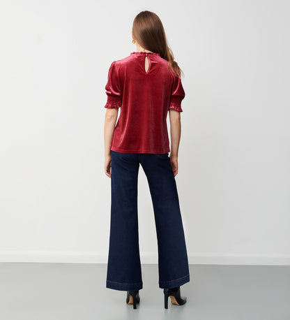 Greta Burgundy Velvet Top