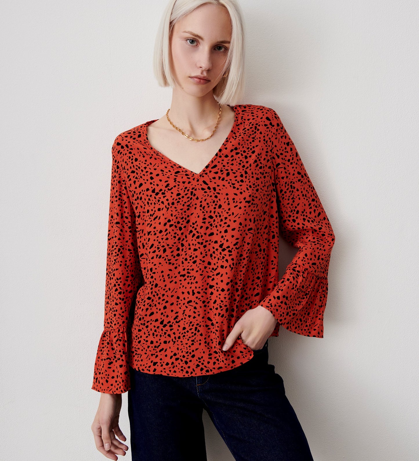 Laura Rust Animal Print Top