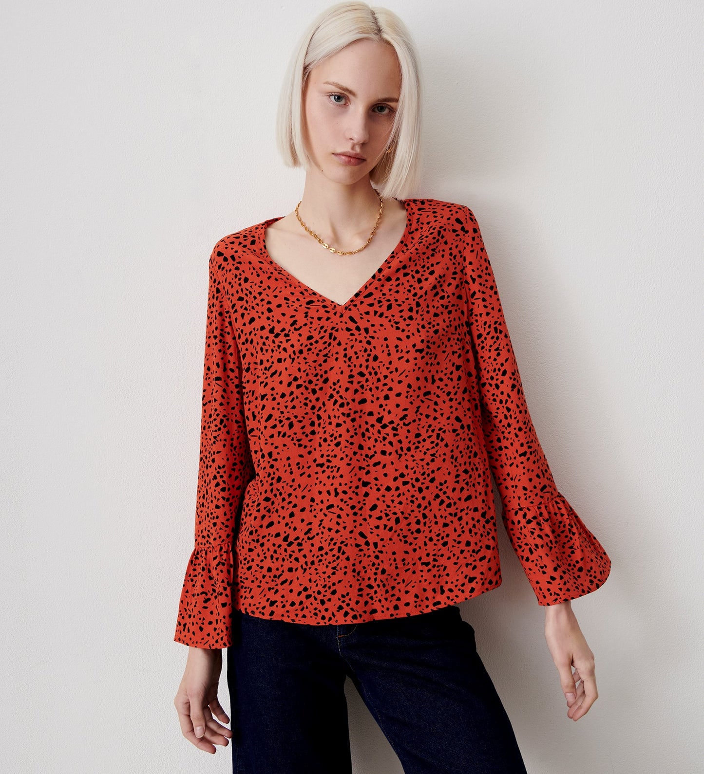 Laura Rust Animal Print Top