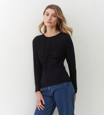 Ingrid Black Twist Long Sleeve Top