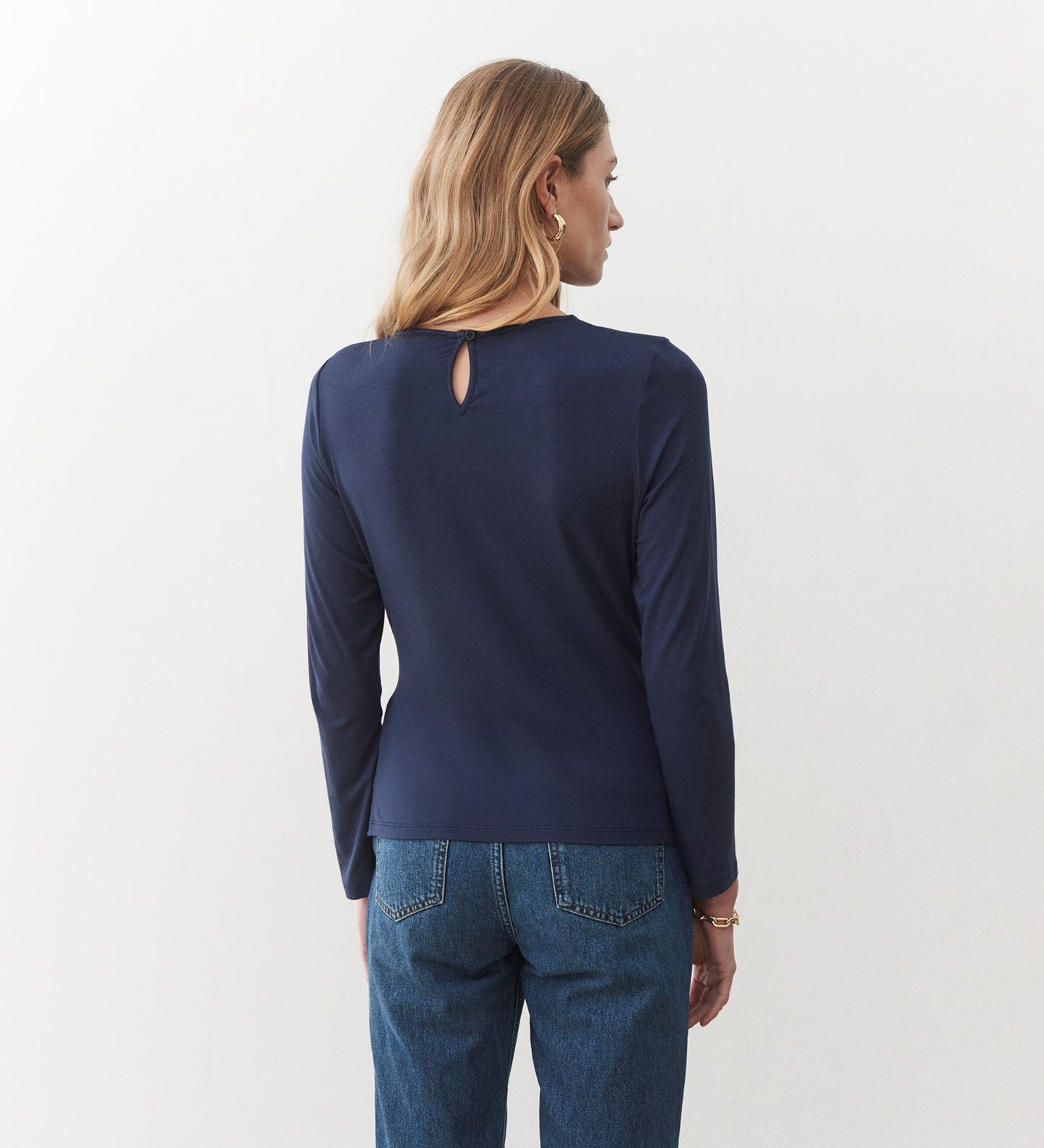 Ingrid Navy Twist Long Sleeve Top