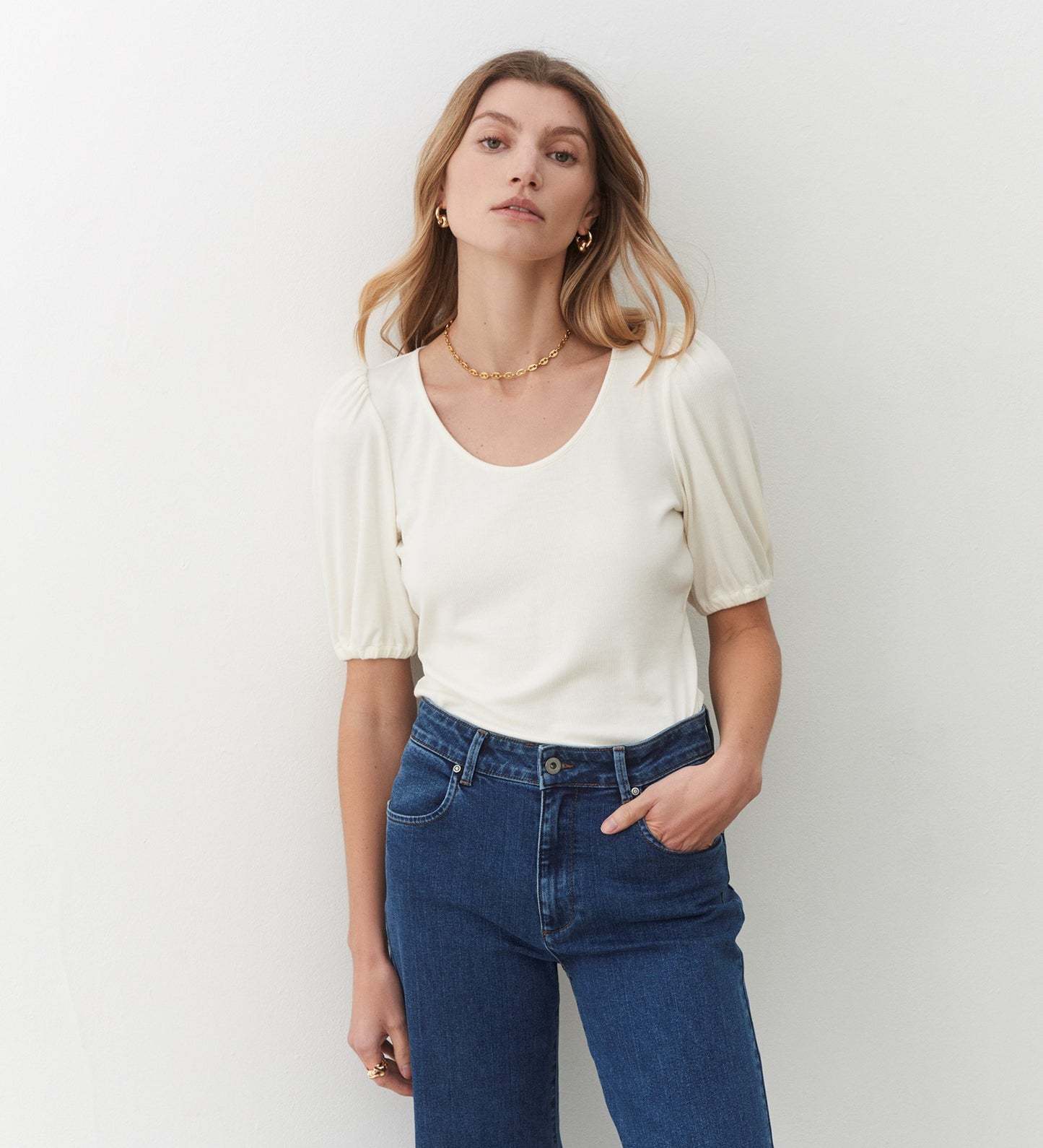 Ana Ivory Short Sleeve Top