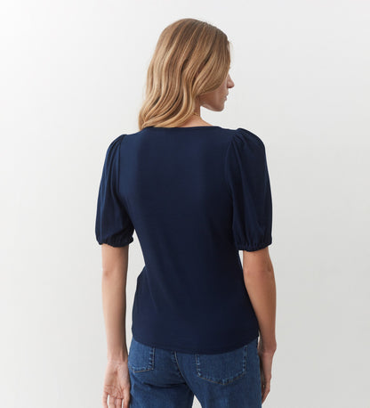 Ana Navy Short Sleeve Top