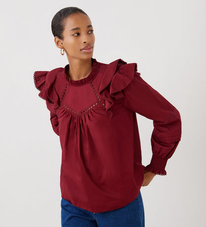 Zelda Burgundy Cotton Blouse