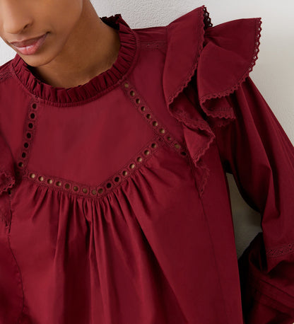 Zelda Burgundy Cotton Blouse