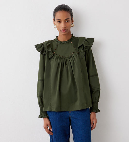 Zelda Khaki Cotton Blouse