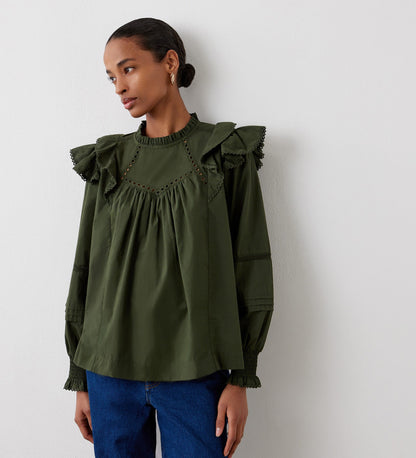 Zelda Khaki Cotton Blouse