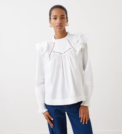 Zelda White Cotton Blouse