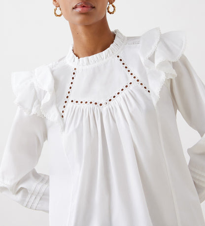 Zelda White Cotton Blouse