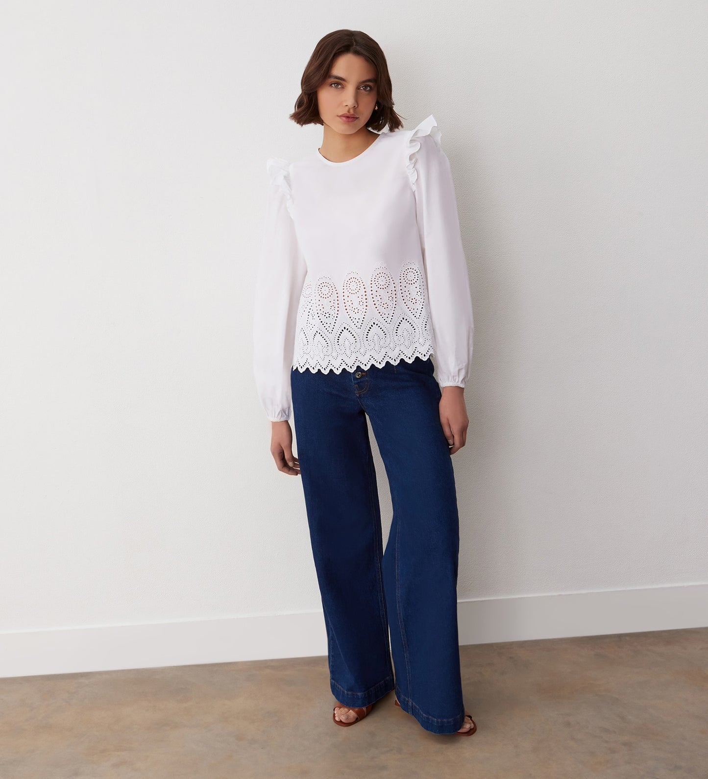 Serena White Broderie Anglaise Cotton Blouse