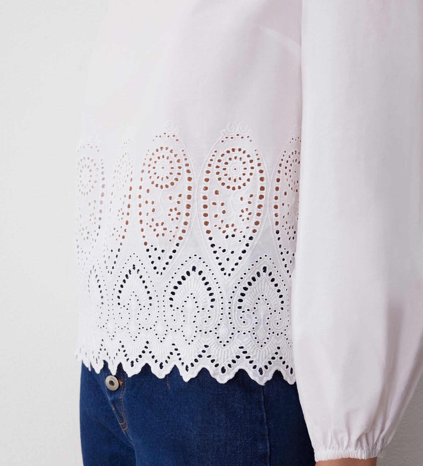 Serena White Broderie Anglaise Cotton Blouse