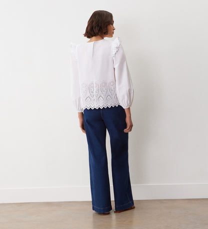 Serena White Broderie Anglaise Cotton Blouse