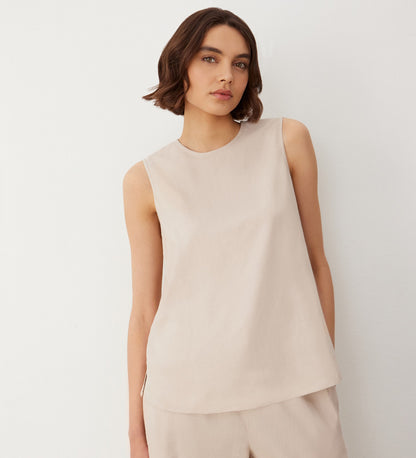 Vallie Stone Linen Mix Sleeveless Top