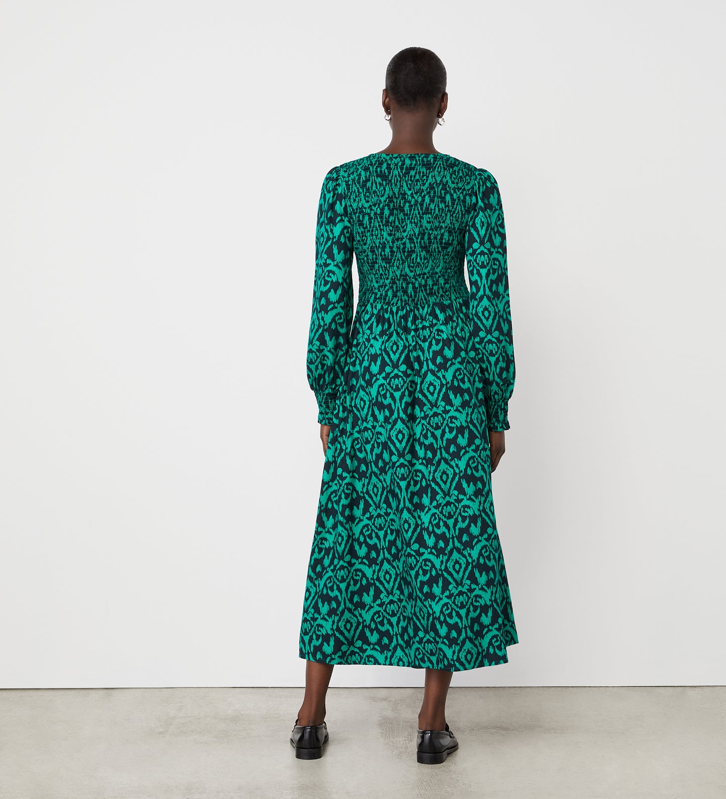 Tasmin Green Ikat Midi Dress