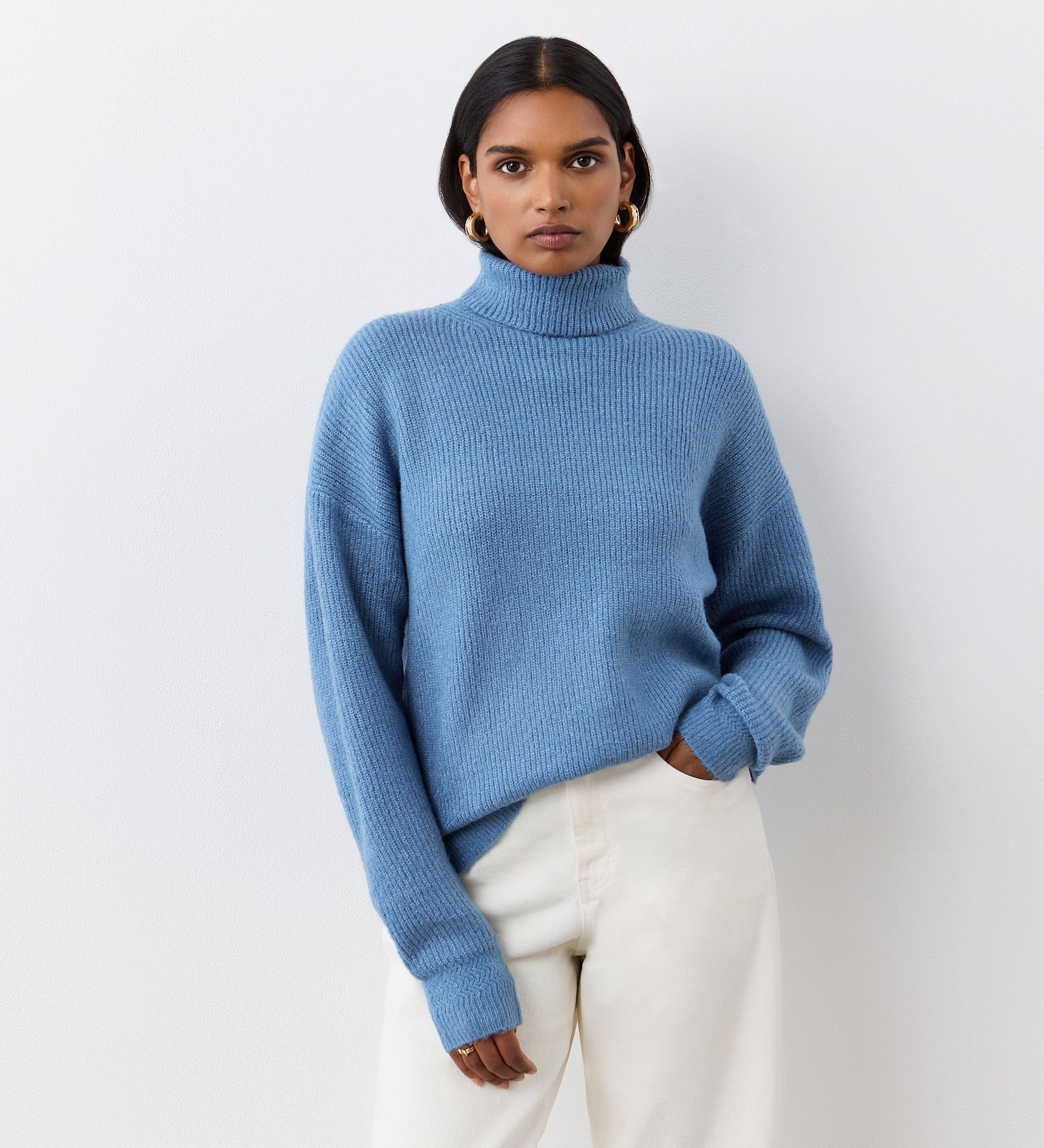 Tillie Blue Roll Neck Jumper – Finery London